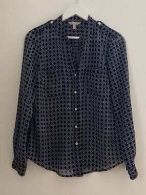 Banana Republic Navy And White Blouse